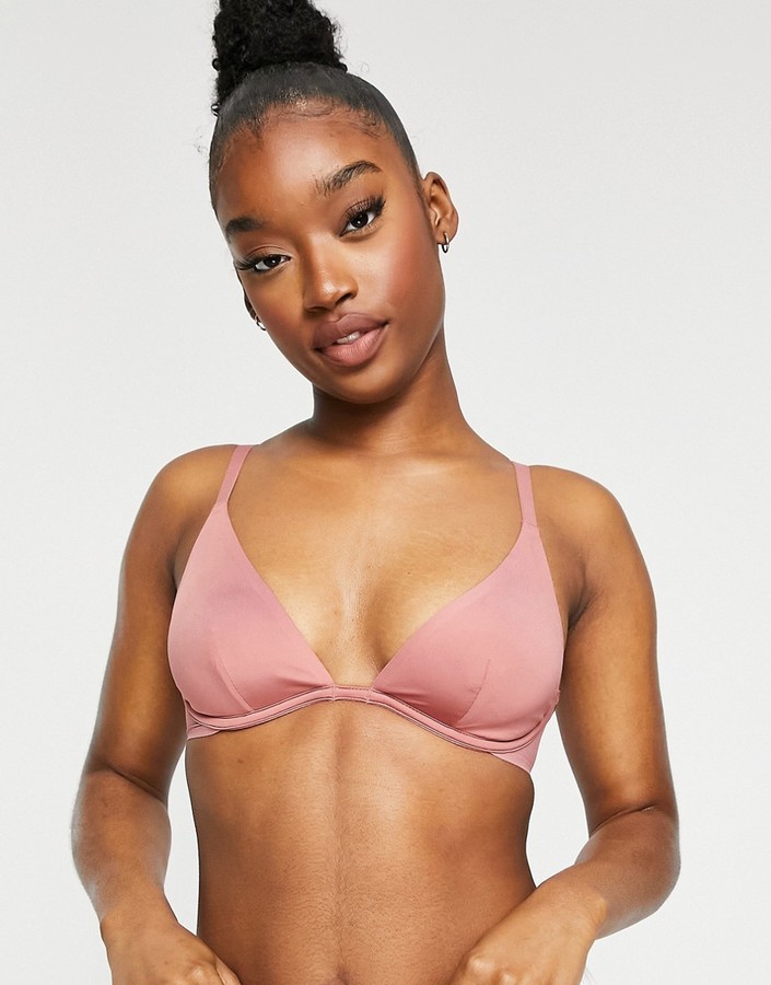 ASOS DESIGN Premium minimal underwire bonded bra in pink - ShopStyle