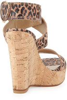 Thumbnail for your product : Stuart Weitzman Xray Leopard-Print Suede Cork Wedge