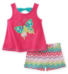Kids Headquarters Toddler's Two-Piece Butterfly Top and Shorts Set