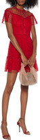 Thumbnail for your product : ML Monique Lhuillier Ruffle-trimmed Embroidered Tulle Mini Dress