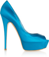 Thumbnail for your product : Casadei Peep-toe satin pumps