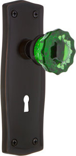 Nostalgic Warehouse Prairie Plate with Decorative Keyhole and Crystal Emerald Door Knob