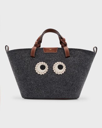 Anya Hindmarch Small Eyes Tote Bag in Recycled Felt With Smooth Eco Leather