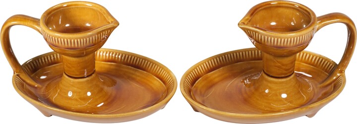 Gladding, McBean Franciscan By Gladding Mcbean Pair Of Taper Candle Holders 1951-1954 California