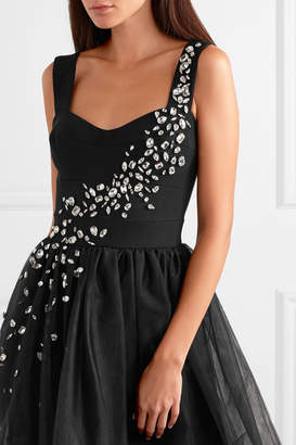 Prada Crystal-embellished Silk And Tulle Gown - Black
