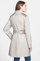 Thumbnail for your product : Via Spiga Faux Leather Trim Asymmetric Trench Coat