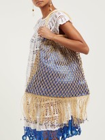 Thumbnail for your product : My Beachy Side - Aphrodite Rattan-handle Beaded Crochet Bag - Blue Multi