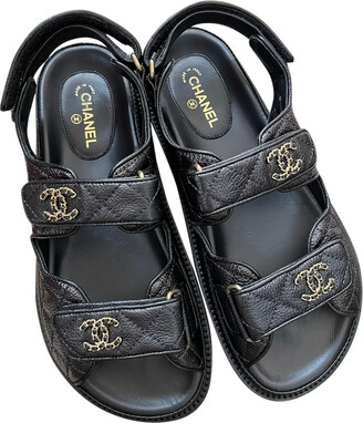 chanel dad sandals black