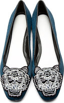 Thumbnail for your product : Kenzo Teal Calf-Hair Tiger Icon Embroidered Loafers