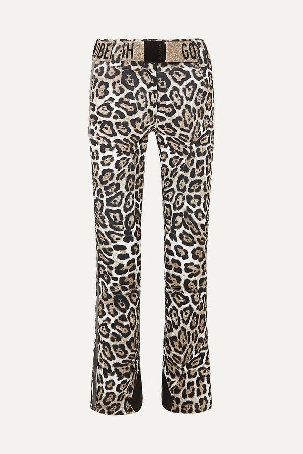 Goldbergh Roar Belted Faux Leather-trimmed Leopard-print Ski Pants