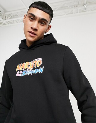 Bershka Naruto Shippuden back print hoodie in black - ShopStyle