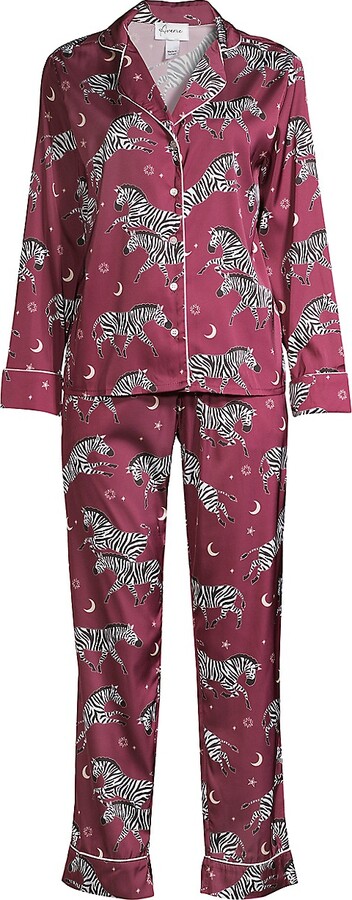 Averie Sleep Women's Two-Piece Zebra Print Pajama Set