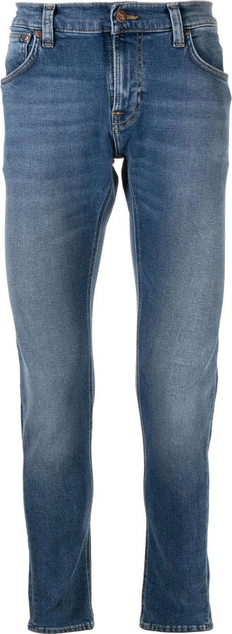 Nudie Jeans Logo-Patch Straight-Leg Jeans