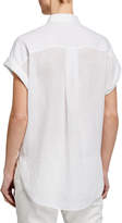 Thumbnail for your product : Brunello Cucinelli Short-Sleeve Linen Blouse with Satin Placket