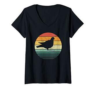 Pigeon Womens Shirt Sunset Retro Vintage 70s Animal Nature Lovers V-Neck T-Shirt