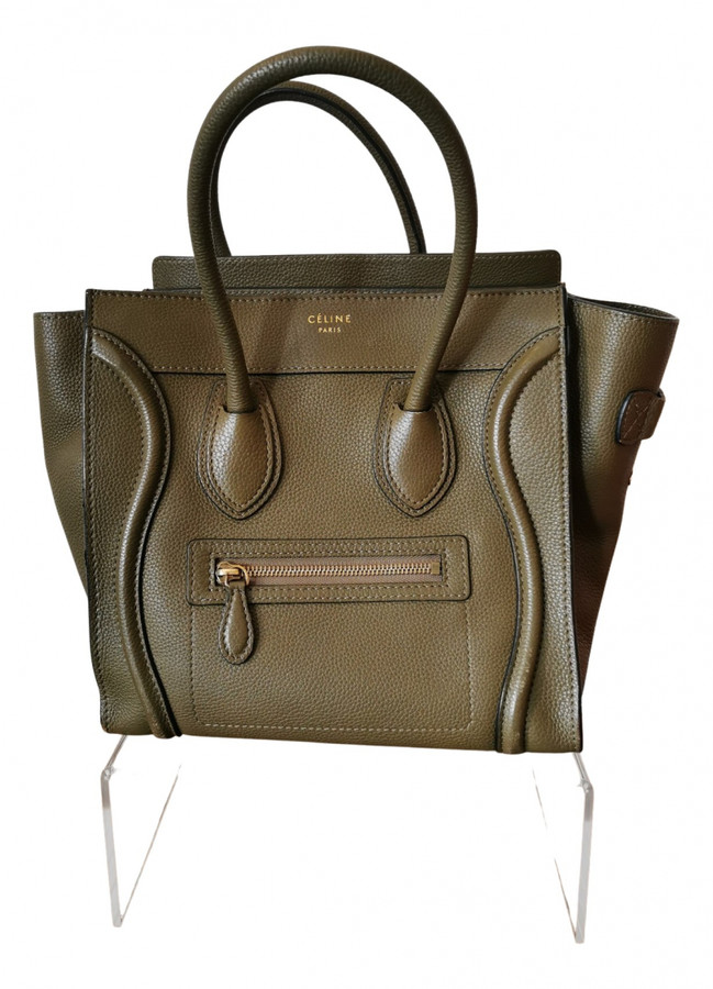 Celine Luggage Green Leather Handbags ShopStyle Bags