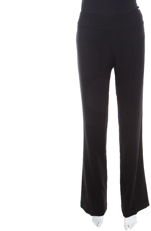 high waisted black stretch trousers