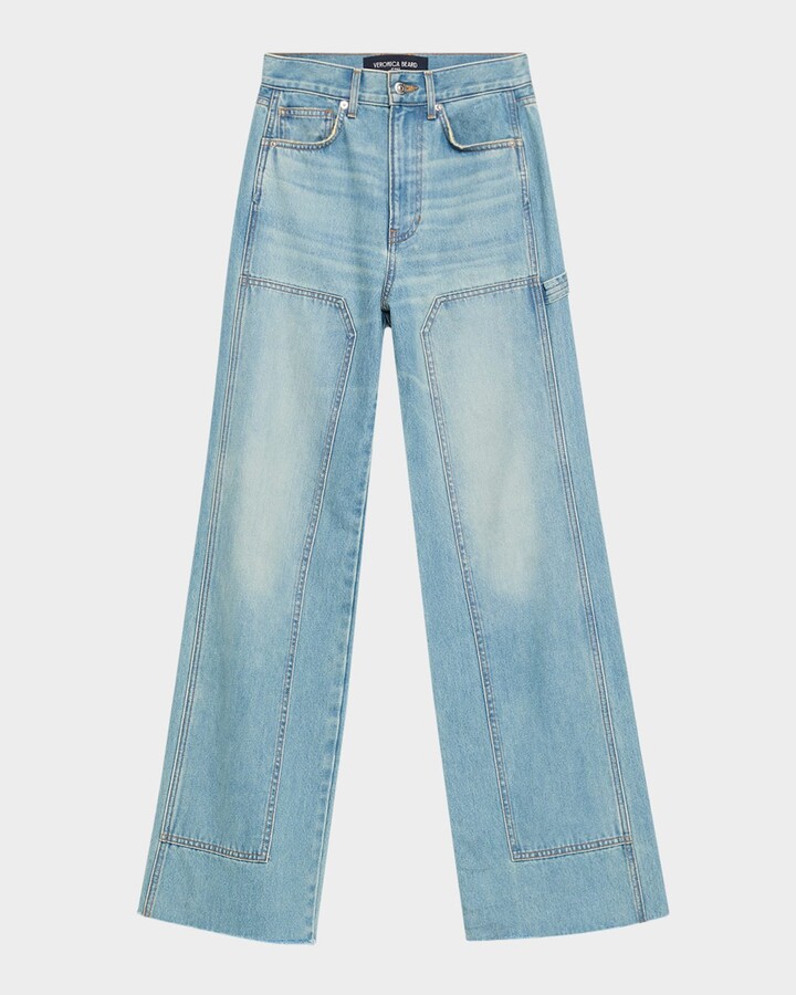 Veronica Beard Taylor Wide-Leg Jeans with Chaps