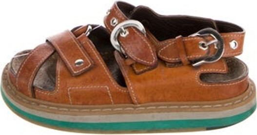 Maison Margiela Leather Slingback Sandals Brown Rubber Trim Platform Multistrap & Buckle Closure at Sides Includes Box Unfortunately, due to restrictions, this item may not be eligible for shipping in all areas.