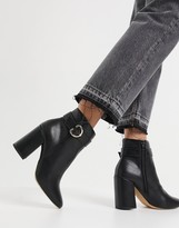 Thumbnail for your product : London Rebel block heel ankle boots with gold trim in black
