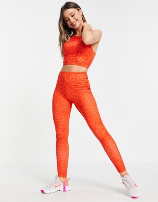 South Beach high waisted leggings in red leopard - ShopStyle
