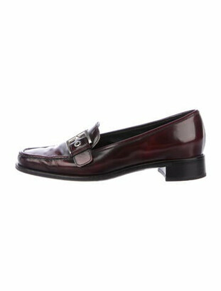 Prada Leather Loafers Red - ShopStyle