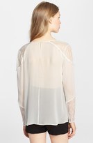 Thumbnail for your product : Alice + Olivia Lace Inset Silk Blouse
