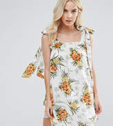 Thumbnail for your product : ASOS Petite Vintage Tropical Print Mini Sundress With Tie Straps