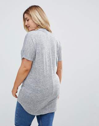 New Look Plus Curve choker neck knit tunic in gray