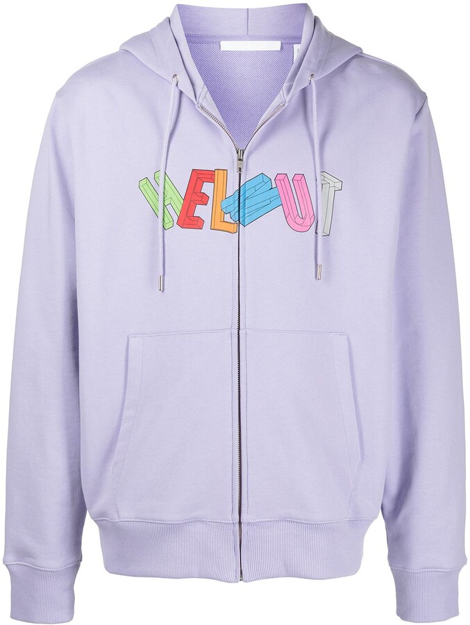 Helmut Lang 3D logo-print zipped hoodie - ShopStyle