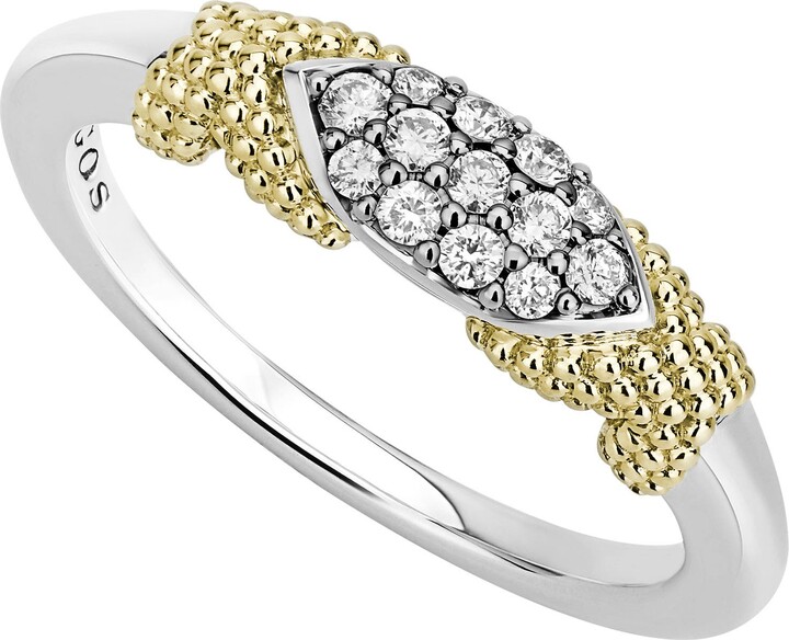Lagos Caviar Lux Double X Diamond Pavé Ring
