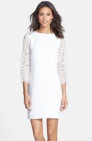Thumbnail for your product : Ivanka Trump Lace Sleeve Crepe Shift Dress