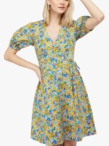 Thumbnail for your product : Monsoon Louis Organic Cotton Floral Print Wrap Dress, Blue/Multi
