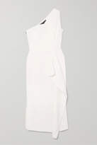 Thumbnail for your product : Roland Mouret Rivoli One-shoulder Draped Wool-crepe Midi Dress - White