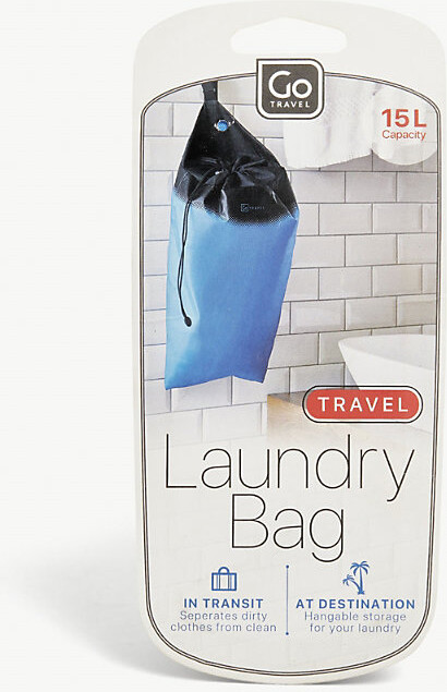 Go Travel Blue Drawstring Woven Travel Laundry Bag 17.4cm x 7.4cm