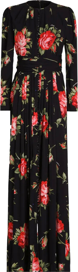 Dolce & Gabbana Floral-Print Pleated Maxi Dress