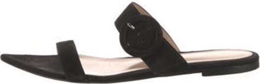 Gianvito Rossi Suede Slides Black Buckle Closure At Uppers