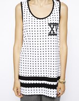 Thumbnail for your product : ASOS COLLECTION Tank in Polka Dot with Chest Motif