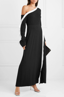 Sid Neigum - Wrap-effect Satin-trimmed Stretch-knit Maxi Skirt - Black