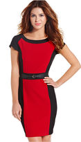 Thumbnail for your product : Amy Byer BCX Dress, Short Sleeve Belted Colorblock Sheath
