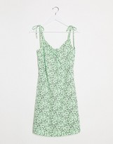 Thumbnail for your product : Noisy May swing dress with tie cami sleeves in green spot print