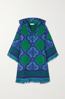 【ZIMMERMANN】フーデッド テリーコットン jacquard coverup Zimmermann Fringed Hooded Cotton-terry Jacquard Coverup