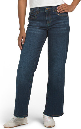 TJMAXX Mid Rise Wide Leg Jeans With Pocket Detail For Women, Spandex/Cotton/Polyester