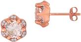 Thumbnail for your product : Concerto 14K Rose Gold, Morganite 0.07 CT. T.W. Diamond Flower Stud Earrings