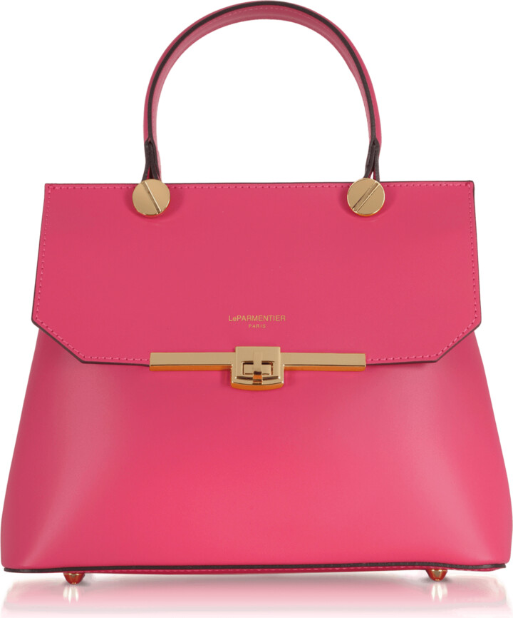 Le Parmentier Atlanta Top Handle Satchel Bag W/Shoulder Strap - Pink