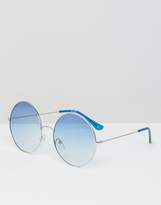 Thumbnail for your product : ASOS Oversized Round Sunglasses With Blue Flat Lens