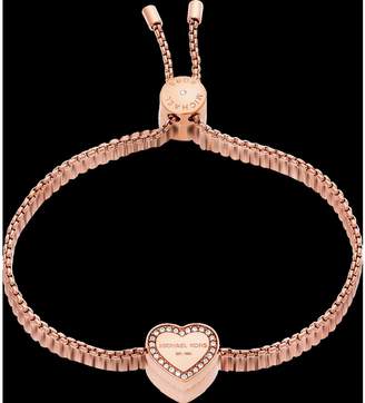 Michael Kors Heritage PVD Rose Goldtone Stainless Heart Bracelet w/Crystals