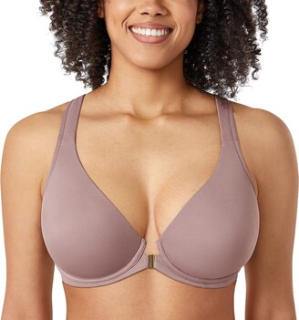 Womens Front Closure Posture Wireless Back Support Full  Coverage Bra Oatmeal Heather 36D