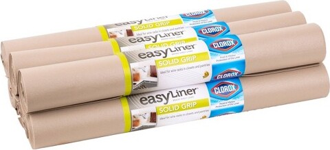 Duck Solid Grip EasyLiner Non Adhesive Shelf Liner with Clorox, 6 pk, 20 x  6' Taupe