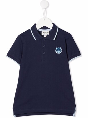 Kenzo Kids Organic-Cotton Logo-Patch Polo Shirt